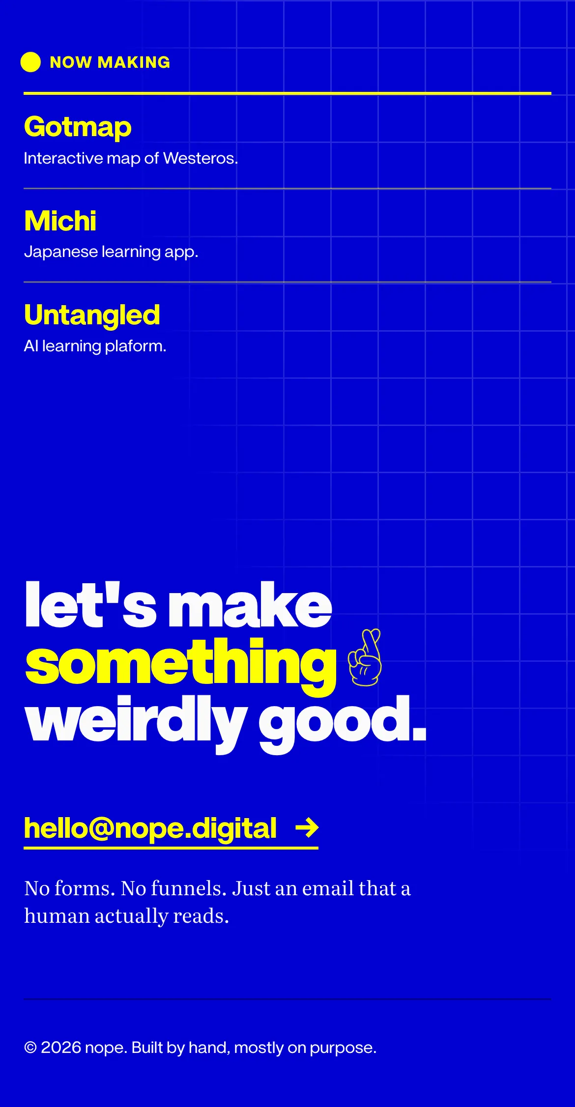 nope.digital, room on mobile
